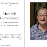 Todesanzeige Heinrich Gemeinhardt